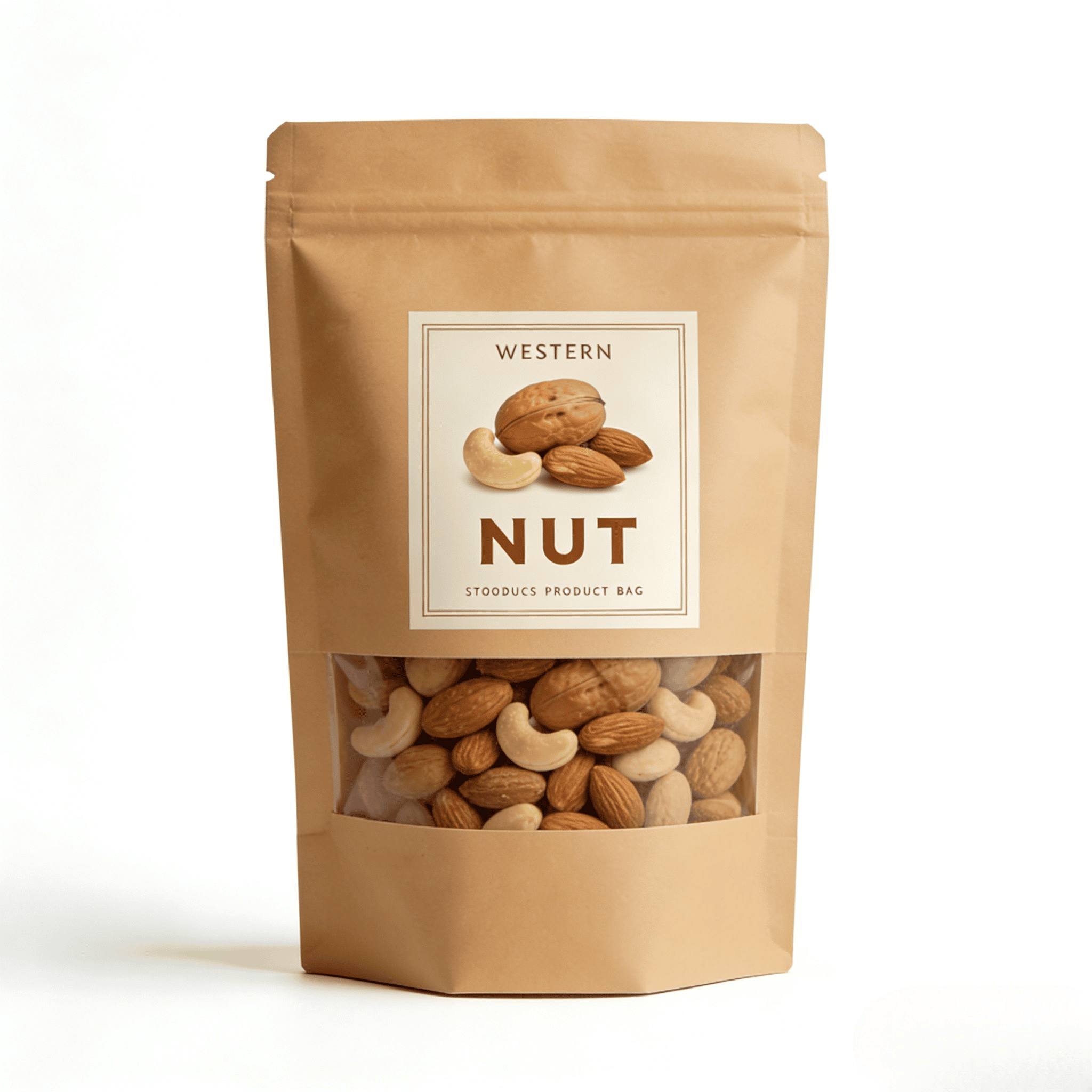 Bolsa de pie con sellado térmico de papel kraft con impresión digital personalizada y ventana para alimentos y snacks para mascotas, a prueba de humedad