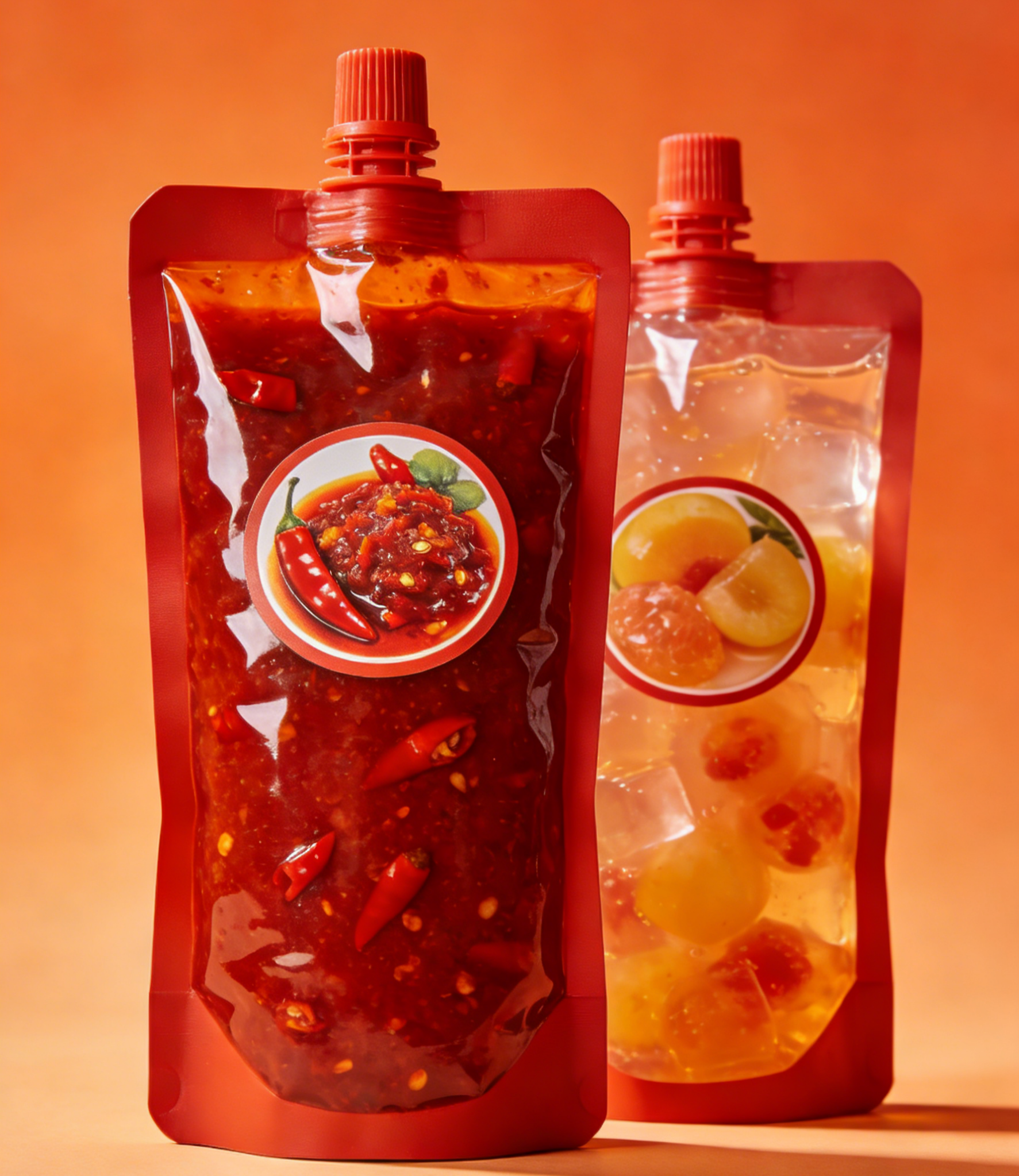 Bolsa con boquilla a prueba de fugas, 150ml, 200ml, 300ml, Doypack, salsa de Chile de calidad alimentaria, jugo de gelatina, bolsa para alimentos para bebés, bolsa con boquilla de pie