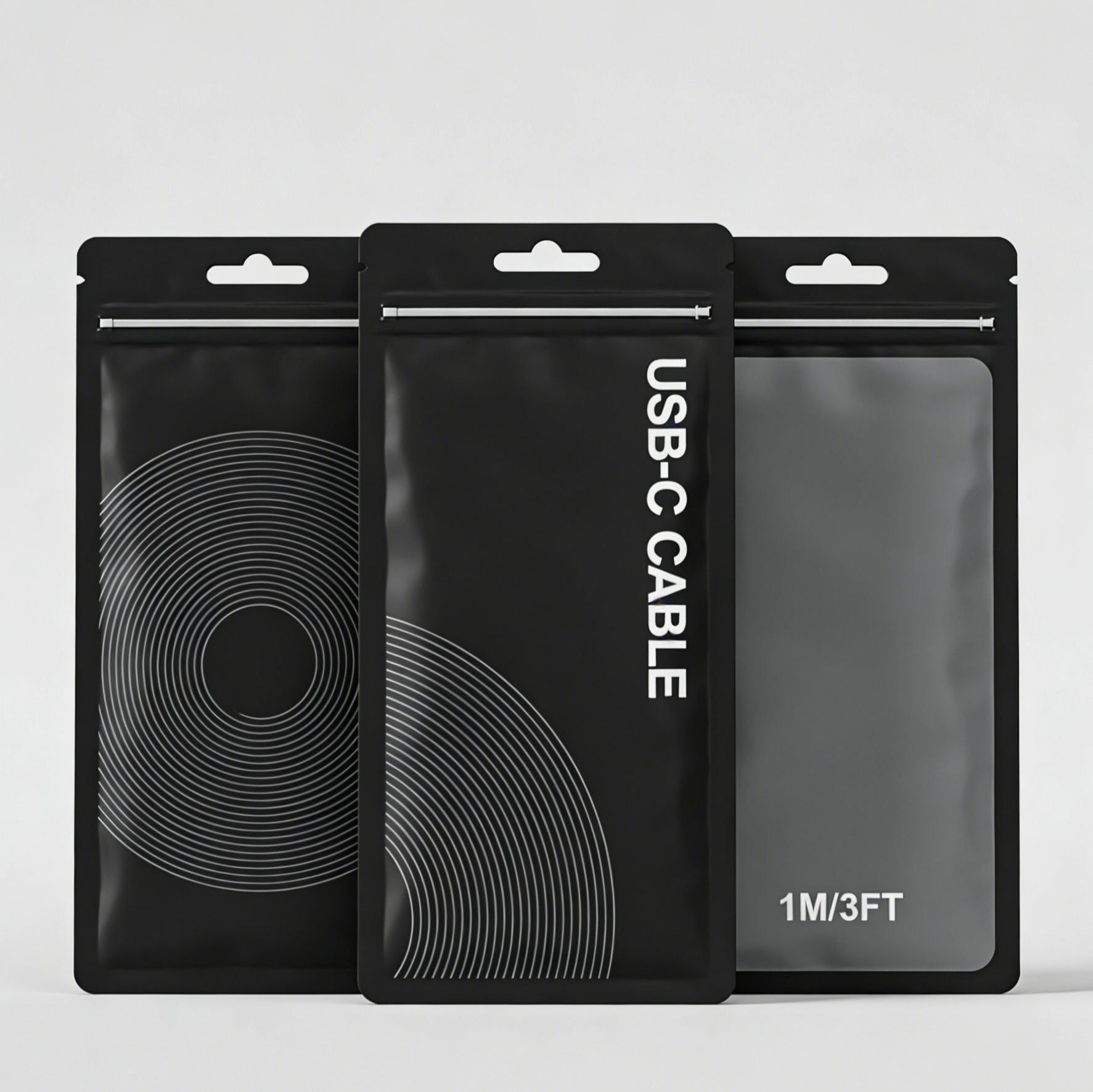 Impresión a medida Bolsa de embalaje de plástico mate de PVC reciclable con sello de tres lados