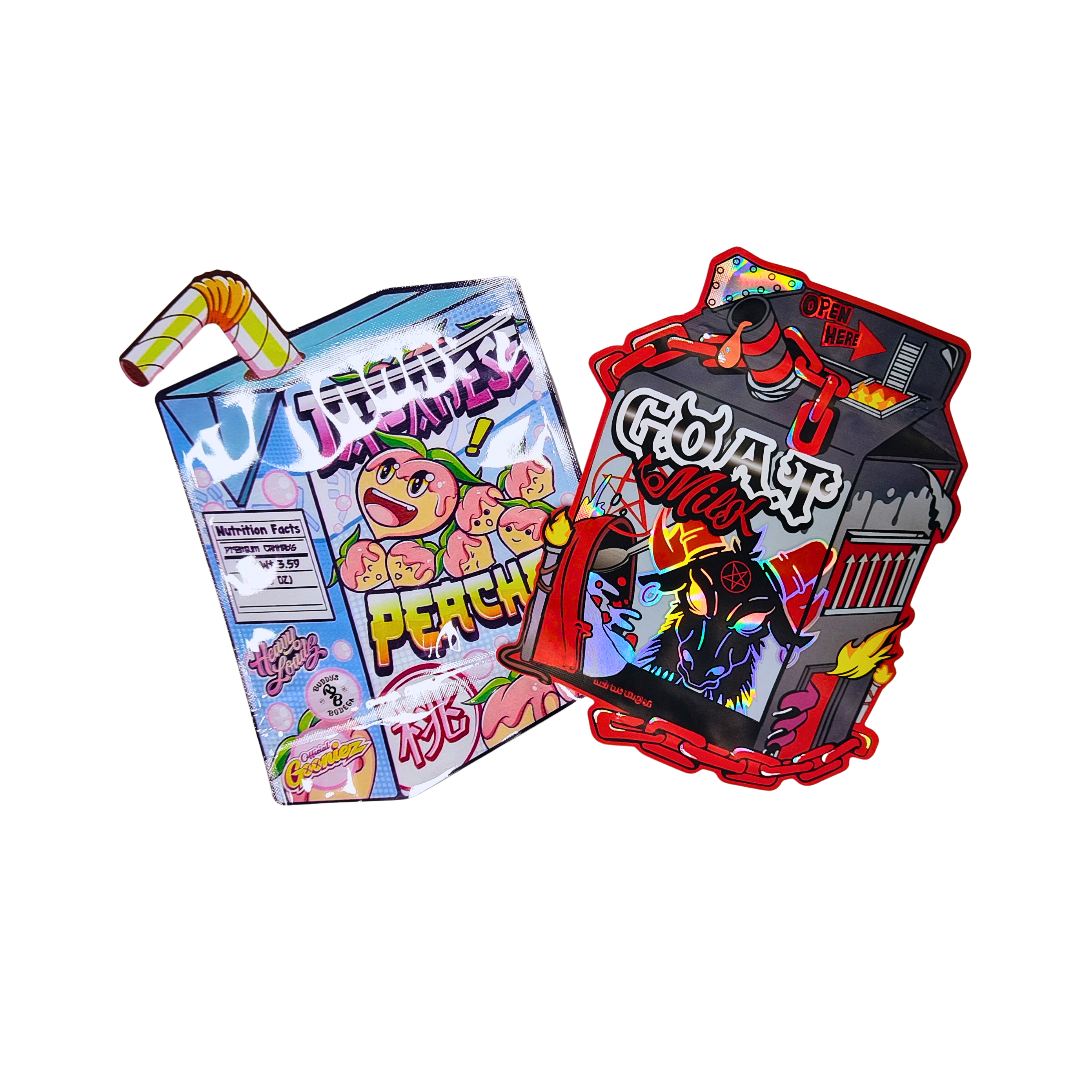 Venta al por mayor Bolsas de flores de goma de forma especial de impresión personalizada 3.5 7g Bolsa a prueba de niños con logotipo