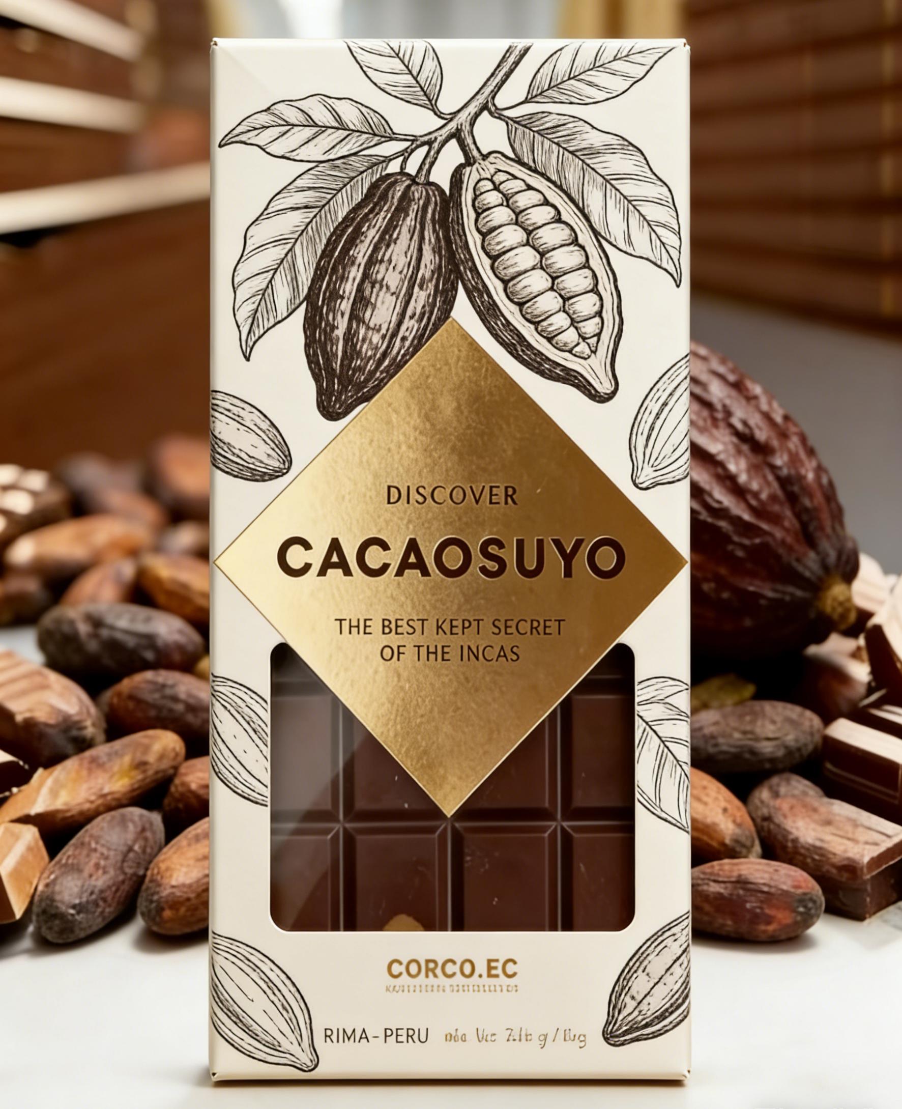 Caja de papel kraft biodegradable de grado alimenticio personalizada con ventana transparente para empaque de barras de chocolate