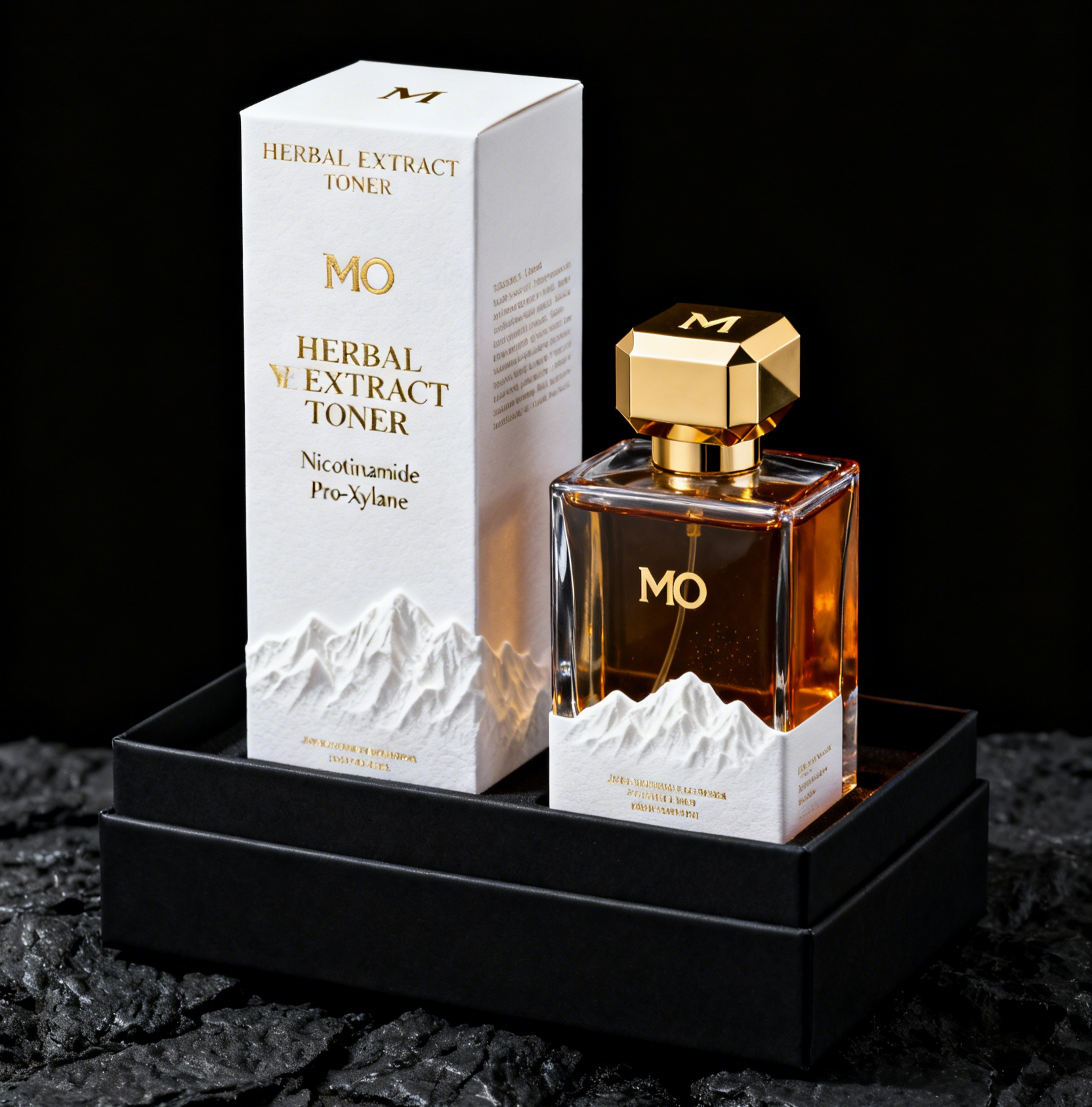 Caja de embalaje cosmético biodegradable de impresión personalizada con estampado y relieve de oro para perfumes
