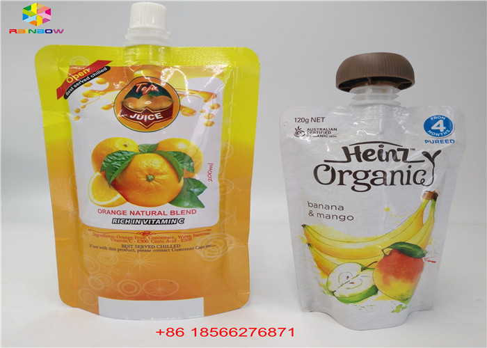 Los bolsos líquidos reutilizables del canalón, se levantan bolsas con el canalón del jugo de la hoja de Doypack del casquillo