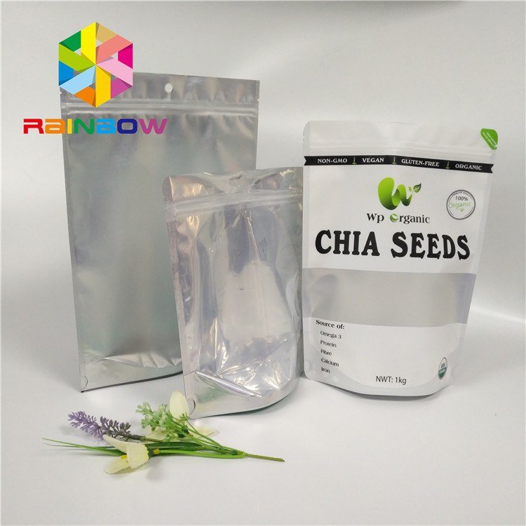 El papel de aluminio al por mayor de la categoría alimenticia se levanta el bolso Ziplock con la ventana delantera clara para las semillas/el empaquetado de los frutos secos