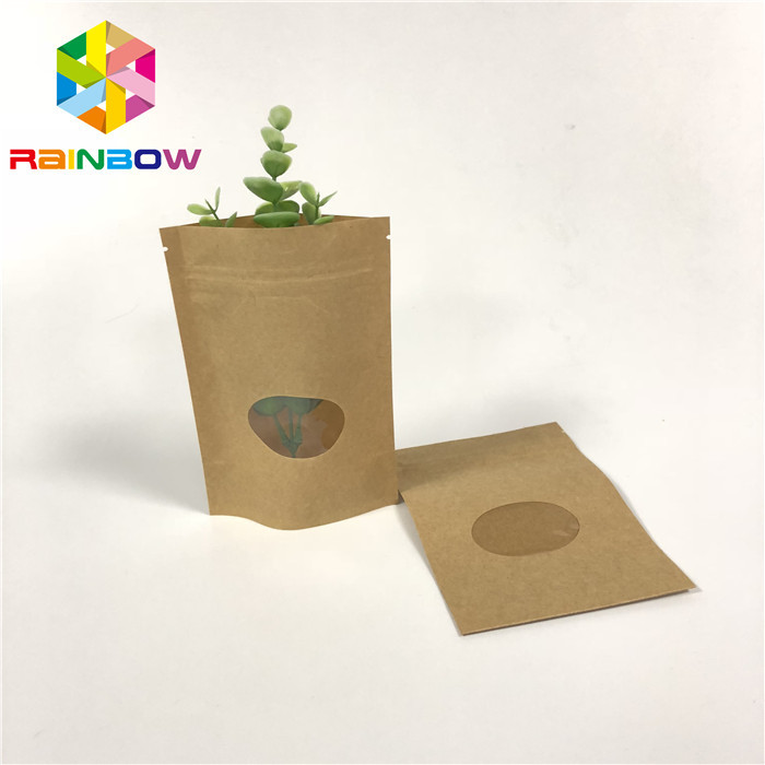 Ziplock coloque la ventana redonda para arriba modificada para requisitos particulares de las bolsas de papel reutilizable para el empaquetado del bocado