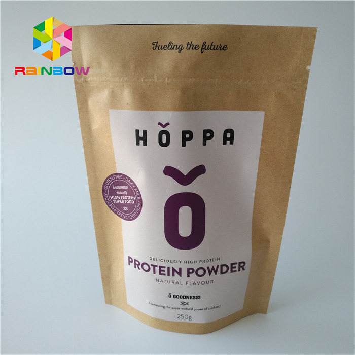 Papel impreso logotipo Ziplock de empaquetado del arte de Kraft de la categoría alimenticia de la bolsa amistosa de la hoja de Eco