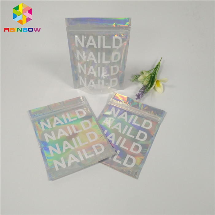 Material plástico plano Ziplock de empaquetado cosmético de Mylar del holograma claro del bolso del sellado caliente