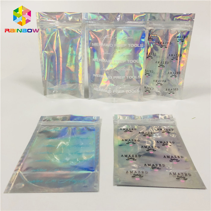 Bolso de empaquetado cosmético de la ventana clara modificado para requisitos particulares imprimiendo la bolsa plástica de Mylar del holograma