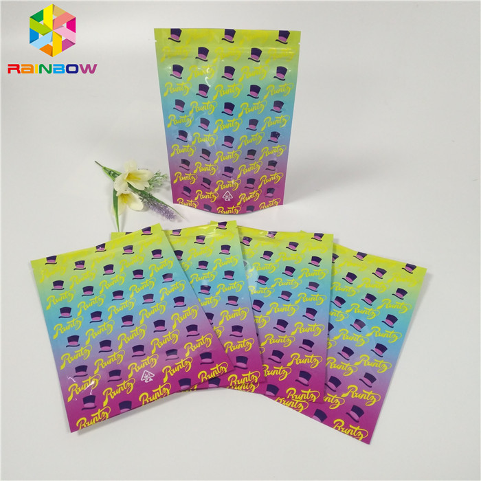 Superficie brillante de empaquetado de empaquetado de los bolsos de la mala hierba de la prueba del olor de la bolsa de la hoja de la aduana 1oz 3.5g