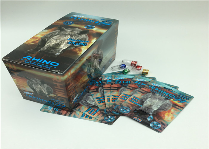 Paquete de ampolla de la cápsula del polvo del rinoceronte del oro 69K que empaqueta la tarjeta 3D con la cubierta plástica