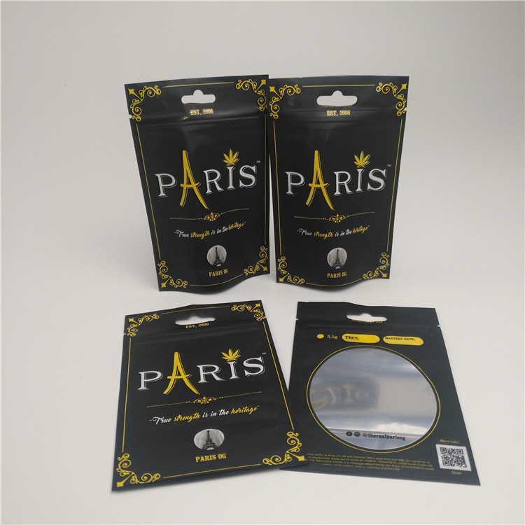 La ventana clara se levanta el bolso de empaquetado de la prueba CBD del olor de la bolsa con la cremallera a prueba de niños