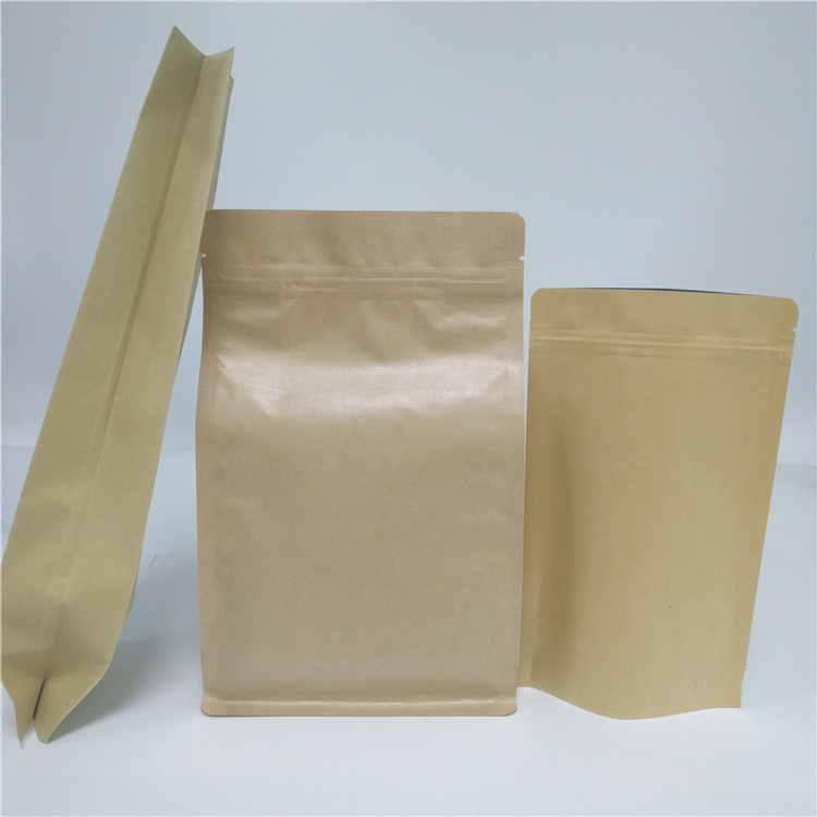 Bolsa reciclada escudete de la parte inferior plana de Doypack del bolso de café del papel de Kraft del lado del papel de aluminio