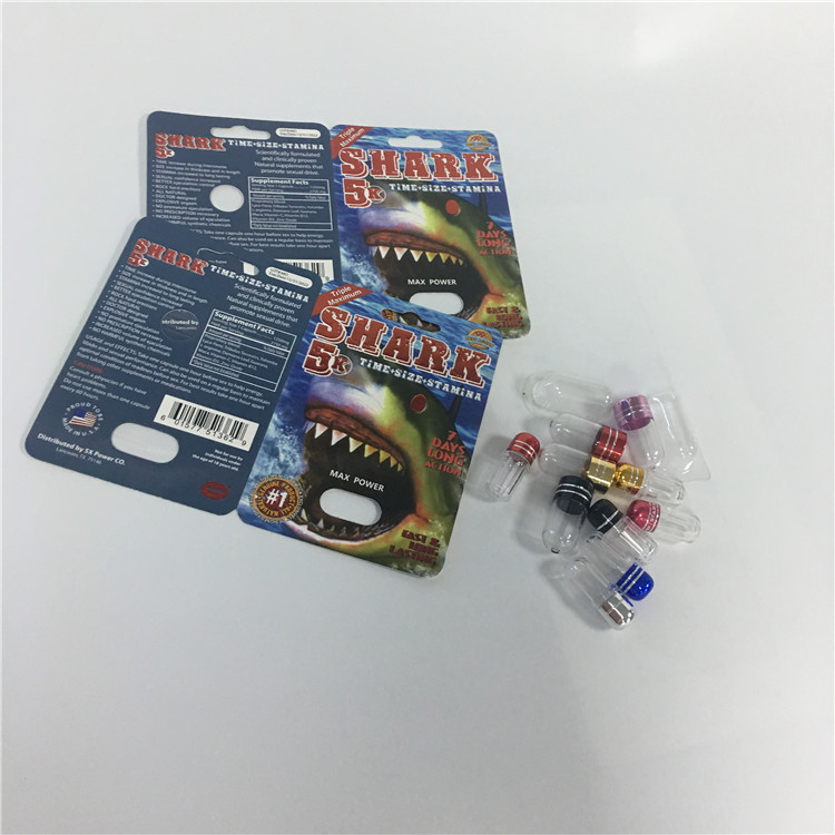 Cápsulas masculinas de la píldora del aumento del rinoceronte que empaquetan las tarjetas de papel del tiburón de la ampolla de las cajas