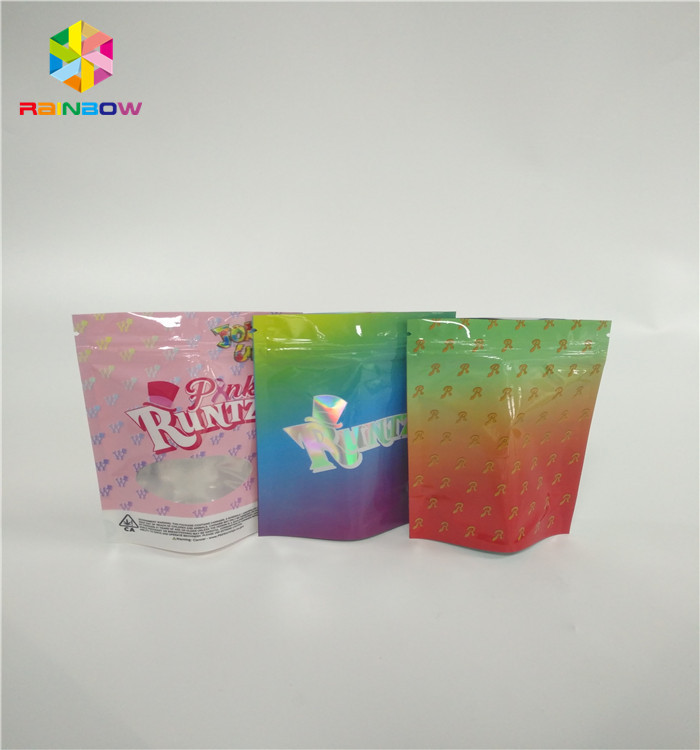 3.5g a prueba de niños colocan para arriba bolsos de la bolsa de la cremallera modifican la prueba del olor para requisitos particulares del paquete de Runtz de la impresión