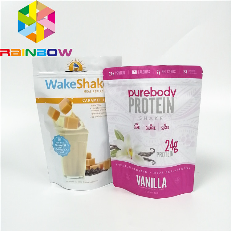 El empaquetado puro de las bolsas plásticas del polvo de la vitamina C se levanta la bolsa superior de la lámina de mylar de la cremallera