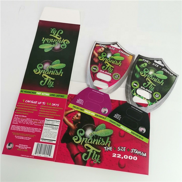 Tarjeta de papel de empaquetado masculina del paquete de ampolla de las píldoras del aumento para las cápsulas de la píldora del sexo D2