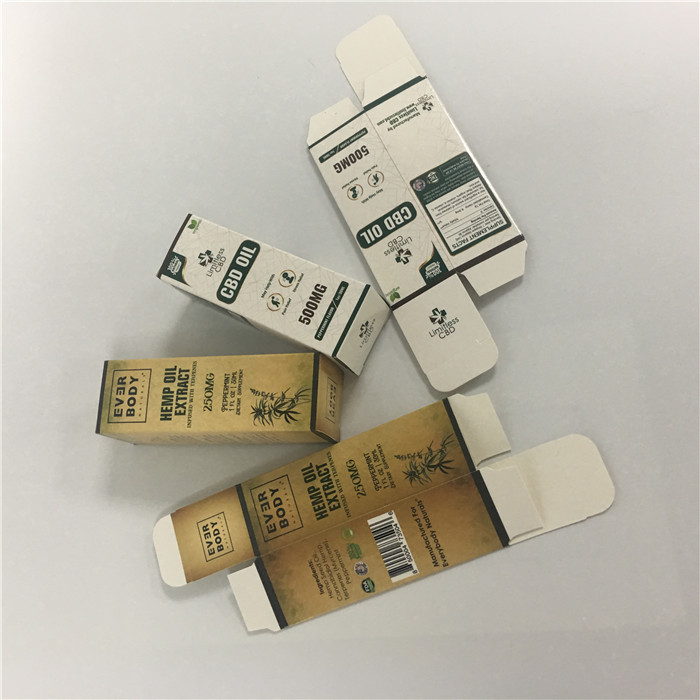Modifique la caja de papel de aceite para requisitos particulares de la impresión CBD del diseño, caja blanca de empaquetado de papel del cartón de la botella de descensos del aceite de 350g CBD