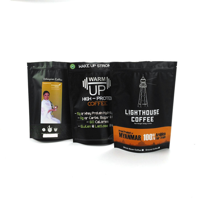 Los bolsos mates de Mylar del café del blanco 1kg del papel de aluminio se levantan la bolsa del grano de café con la cremallera