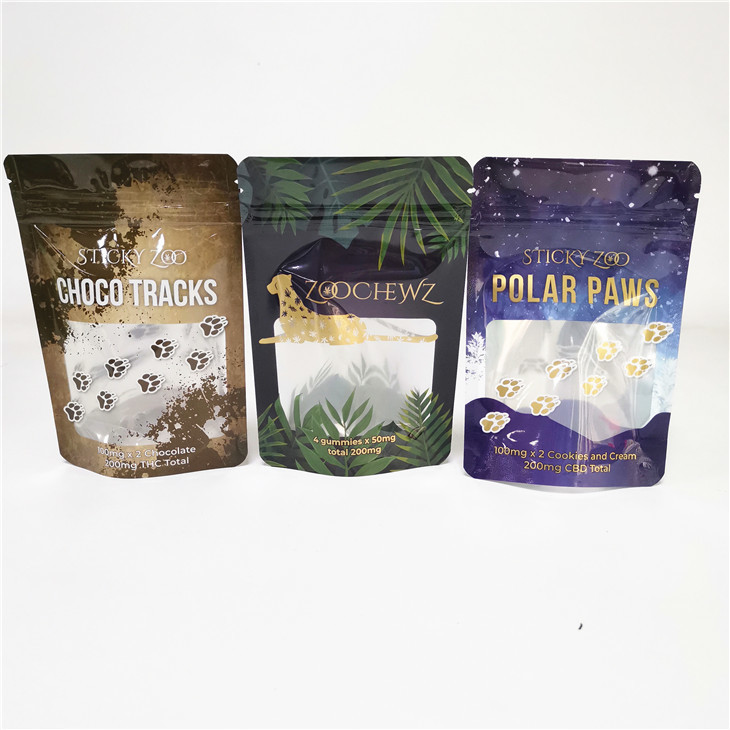 La galleta CBD 3x4 de la mala hierba del papel de aluminio se levanta el bolso de la cremallera