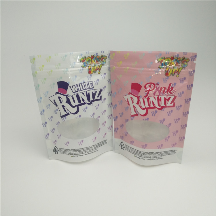 Bolso de empaquetado herbario de la prueba del olor el bolso Ziplock con la ventana para el embalaje gomoso desapasible del cáñamo CBD