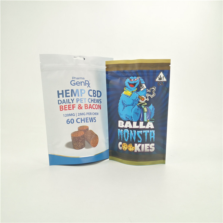 La mala hierba a prueba de humedad modificada para requisitos particulares de los bolsos de la prueba del niño que la medicina de las galletas de la selva del runtz de CBD se coloca para arriba empaqueta
