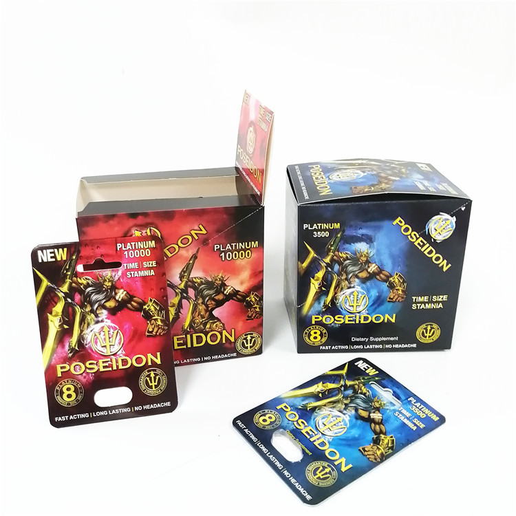 Píldoras sexuales para hombre del sexo de los suplementos de la tarjeta de la ampolla del rinoceronte que empaquetan el envase masculino de la cápsula de la cabeza de píldora del aumento
