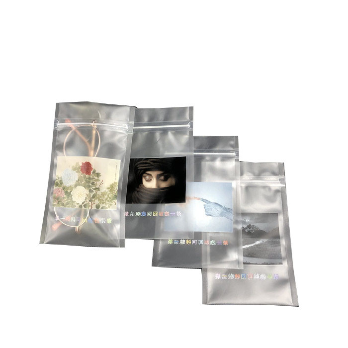 Bilaterales sellados pliegan el bolso de plástico transparente reciclable de empaquetado del bolso de la decoración de encargo al por mayor inferior de la bolsa