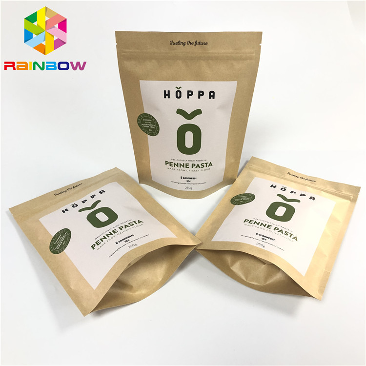 Soporte que se puede volver a sellar impreso de encargo de las bolsas de papel de Brown Kraft encima de la bolsa de empaquetado del papel ziplock