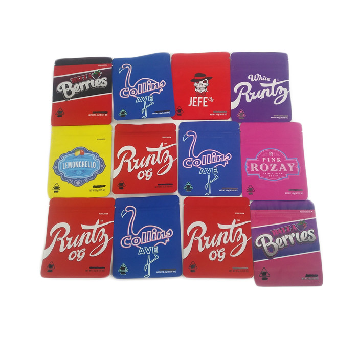 El bolso a prueba de niños comestible de empaquetado de Mylar de las galletas 3.5g de la bolsa de Cannabies de MOQ 500pcs de la suave al tacto de la prueba baja del olor modificó para requisitos particulares