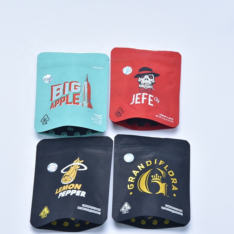 3,5 gramos de mala hierba de impresión de encargo que empaqueta las galletas Ziplock Mylar de la prueba del olor empaquetan el bolso Ziplock a prueba de niños
