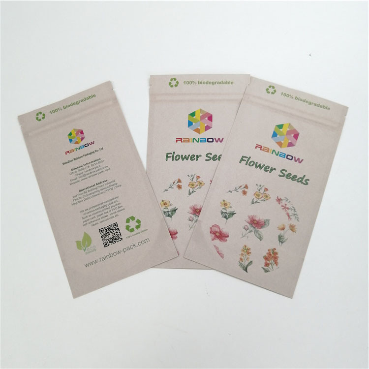 Biodegradable mastique los bolsos de papel modificados para requisitos particulares goma del Pla de Kraft para el empaquetado de la mala hierba de 1oz 1/2oz