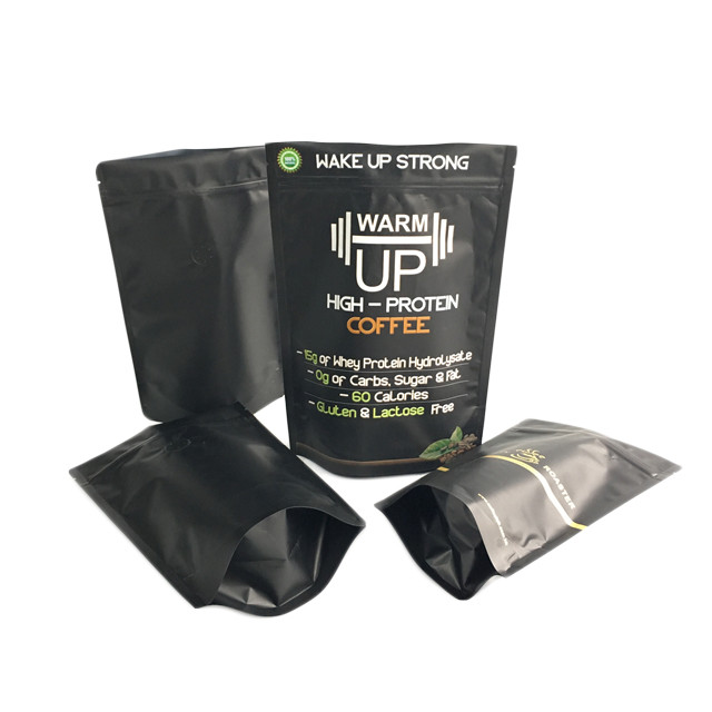 Bolso de café de la impresión del oro Matte Black Finish Foil Stand encima del bolso de empaquetado de la cremallera