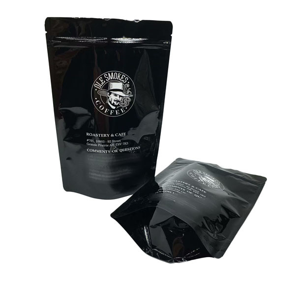 Los granos de café se levantan negro brillante impreso de encargo de la bolsa 100g 500g 1kg de la cremallera