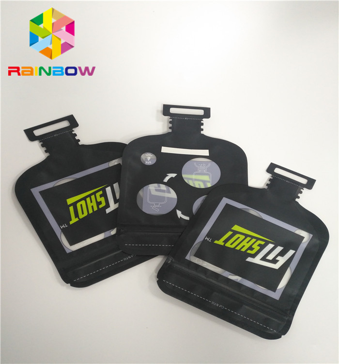 Caramelo que empaqueta las bolsas de plástico de encargo de la forma irregular con la cremallera