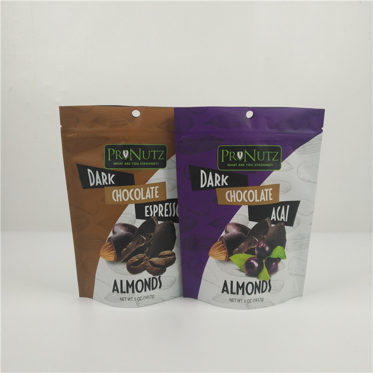 Soporte impreso de encargo plástico de la cremallera de la categoría alimenticia encima de las bolsas para la barra de chocolate