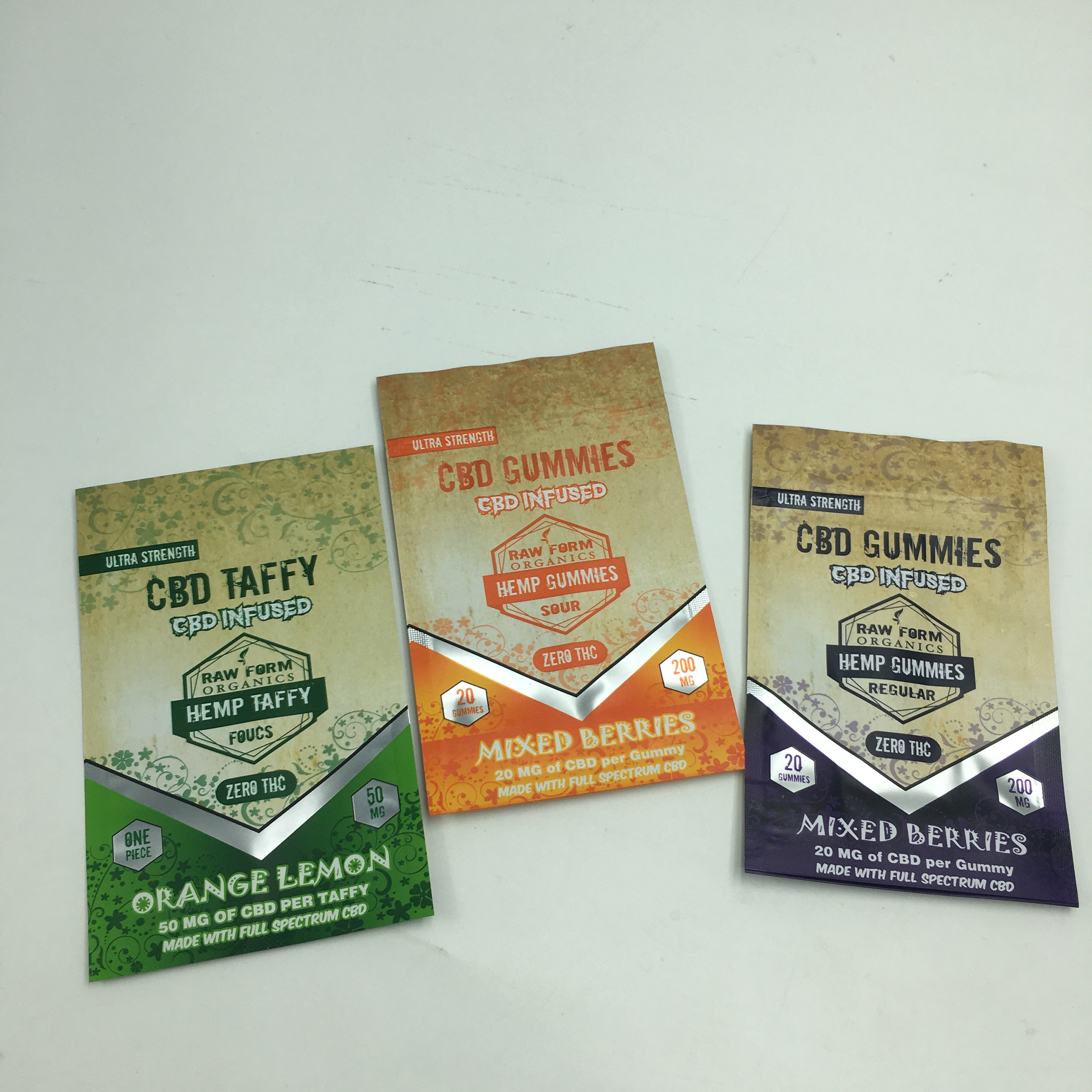 1g impresos de encargo 3.5g reciclan bolso comestible gomoso de la mala hierba del soporte para arriba 3.5g mylar del oso CBD de la cremallera de la prueba del olor el pequeño