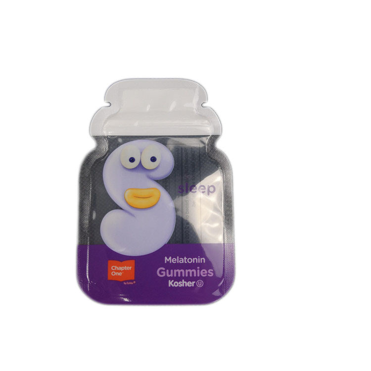 Hoja de encargo del sello del lado de la forma 3 de los Cb que empaqueta las bolsas plásticas de encargo gomosas del bolso plano del caramelo que empaquetan el bolso de la cerradura de la cremallera