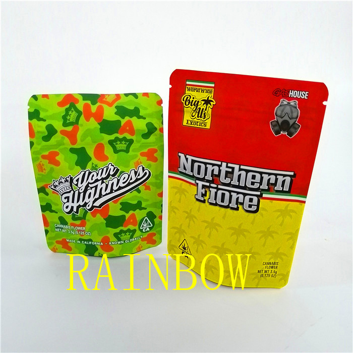 El Ziplock de encargo de la suave al tacto imprimió el sellado caliente resistente Matte Weed Design Mylar Bags plástico del niño del soporte de la prueba del olor para arriba