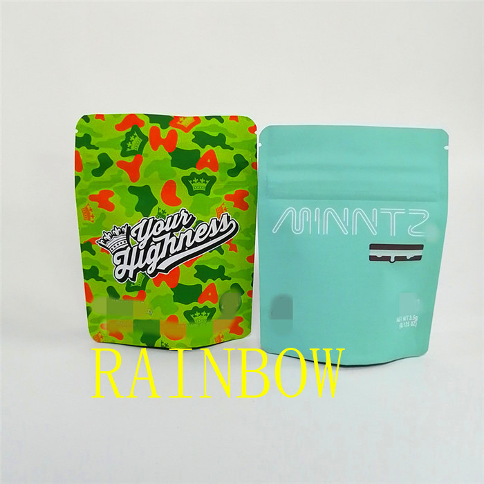 bolso de Matte Child Proof Zipper Packaging del negro de la suave al tacto 3.5g/soporte de la mala hierba encima del bolso de empaquetado de la bolsa