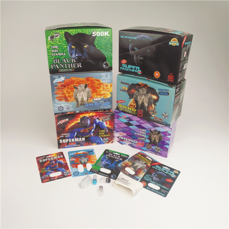 las píldoras 90mic empapelan la ampolla plástica de la cápsula del rinoceronte 7 de la tarjeta de las tarjetas 3D olográfica