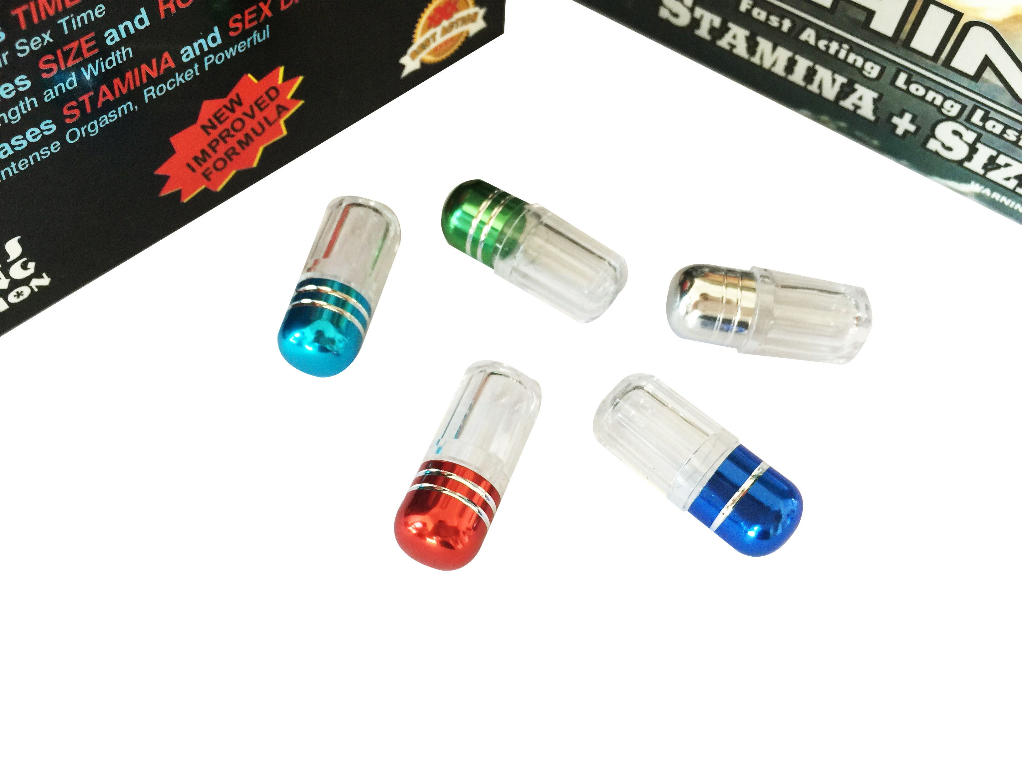 El rinoceronte rojo 69 cápsulas de la ampliación del pene sacude las botellas plásticas de la medicina de las píldoras de la bala/del sexo