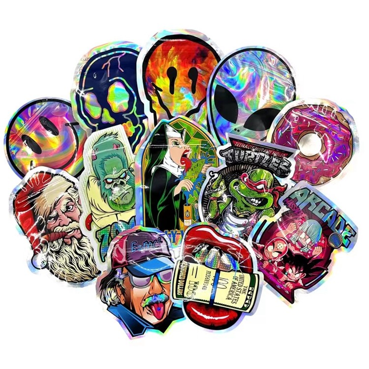 La aduana cortada con tintas que se puede volver a sellar irregular de la bolsa del caramelo del círculo forma el bolso 3.5G 7G de Mylar