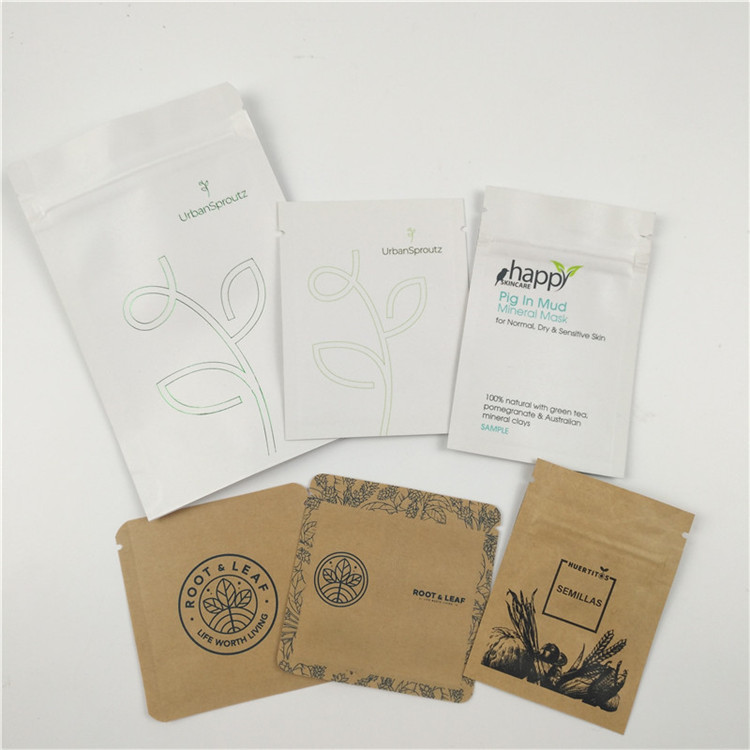 Mini Kraft Paper Cosmetic Pouch que empaqueta con la bolsita vacía de la píldora del té del café de la hoja de la cremallera