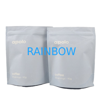 Venta caliente cuCstom Bolsa de papel kraft de impresión ecológica reabreble para polvo de proteína de café