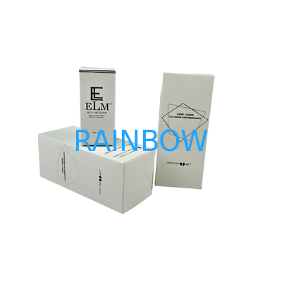 Caja de embalaje de cartón blanco personalizado de 350 g para cosméticos con impresión en gravura