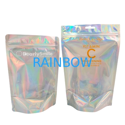 Bolsas personalizadas holográficas de color con cierre hermético y función resellable