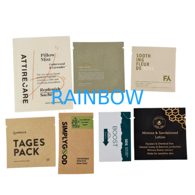 Bolsa de embalaje de papel de aluminio termosellable para cosméticos, loción, champú, mini sobre de muestra para el cuidado de la piel