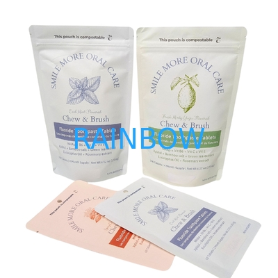 Bolsa de papel Kraft biodegradable Bolsa de pie blanca Bolsa de plástico de cierre con cremallera Para alimentos para mascotas Compostable