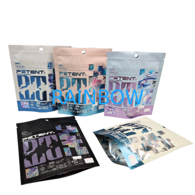 Impresión digital Holográfica 3.5g Cali Packs Bolsas 4x5 Sachet de Aluminio Irregulares para Gomitas de Hongos, Empaquetado Troquelado, Bolsas Mylar