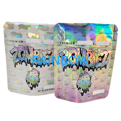 Bolso Holográfico de Mylar Reabrible A prueba de olor Bolso de pie 3.5g / 7g / 1oz / 1lb Gumbie Snack Bolso de plástico con cremallera